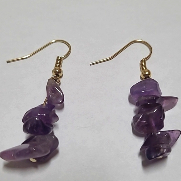 Amethyst Chip Earrings - Picture 2 of 3